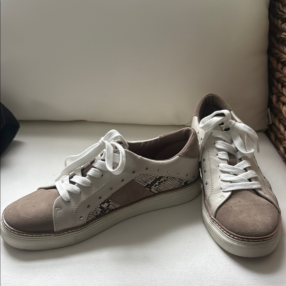 Women's Beige and White Sneakers